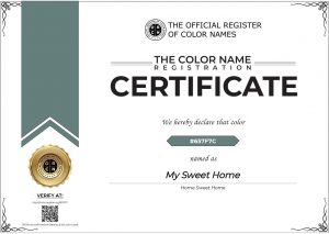 Color Name Certificate